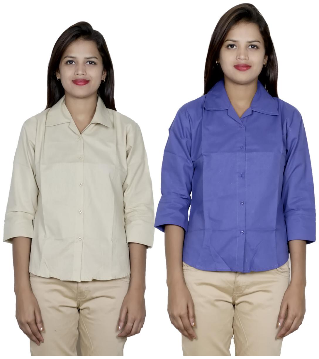 

Indiweaves Women Beige Solid Regular Fit Shirt