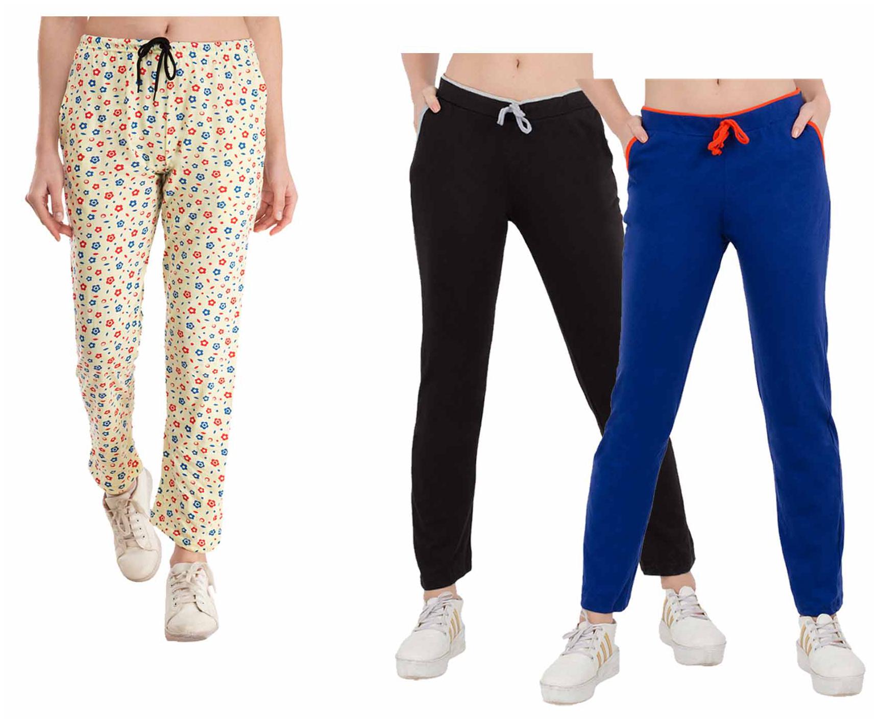

Indiweaves Women Regular fit Cotton Printed Track pants - Multi