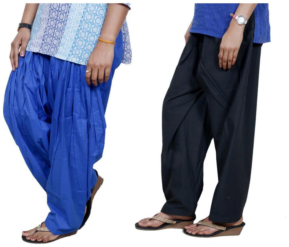 

IndiWeaves Women Cotton Semi-Patiala Salwar Set of -2