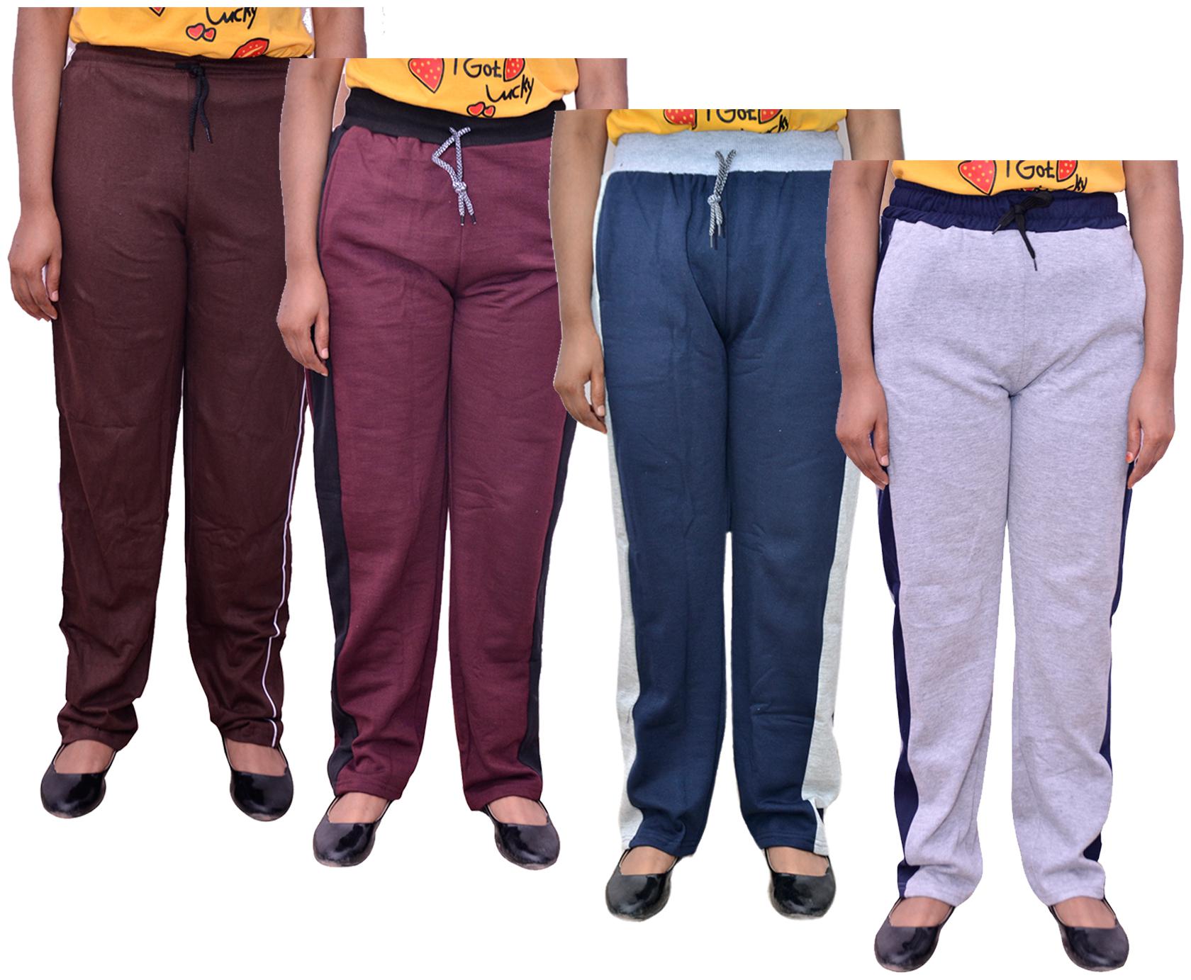

Indiweaves Women Regular fit Cotton Solid Track pants - Multi