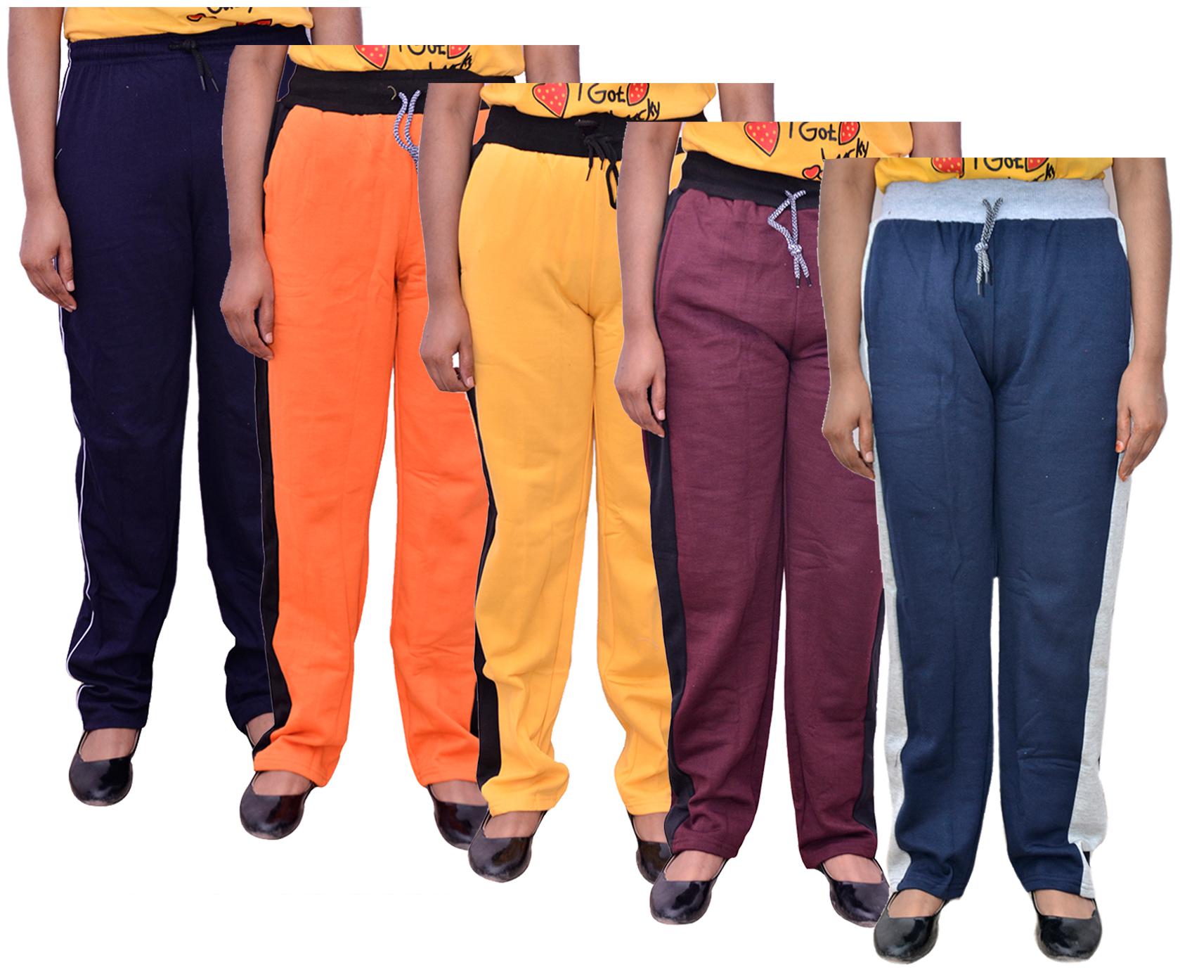 

Indiweaves Women Regular fit Cotton Solid Track pants - Multi