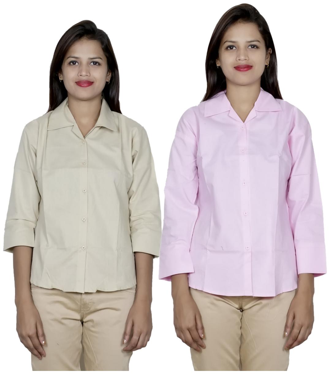 

Indiweaves Women Beige Solid Regular Fit Shirt