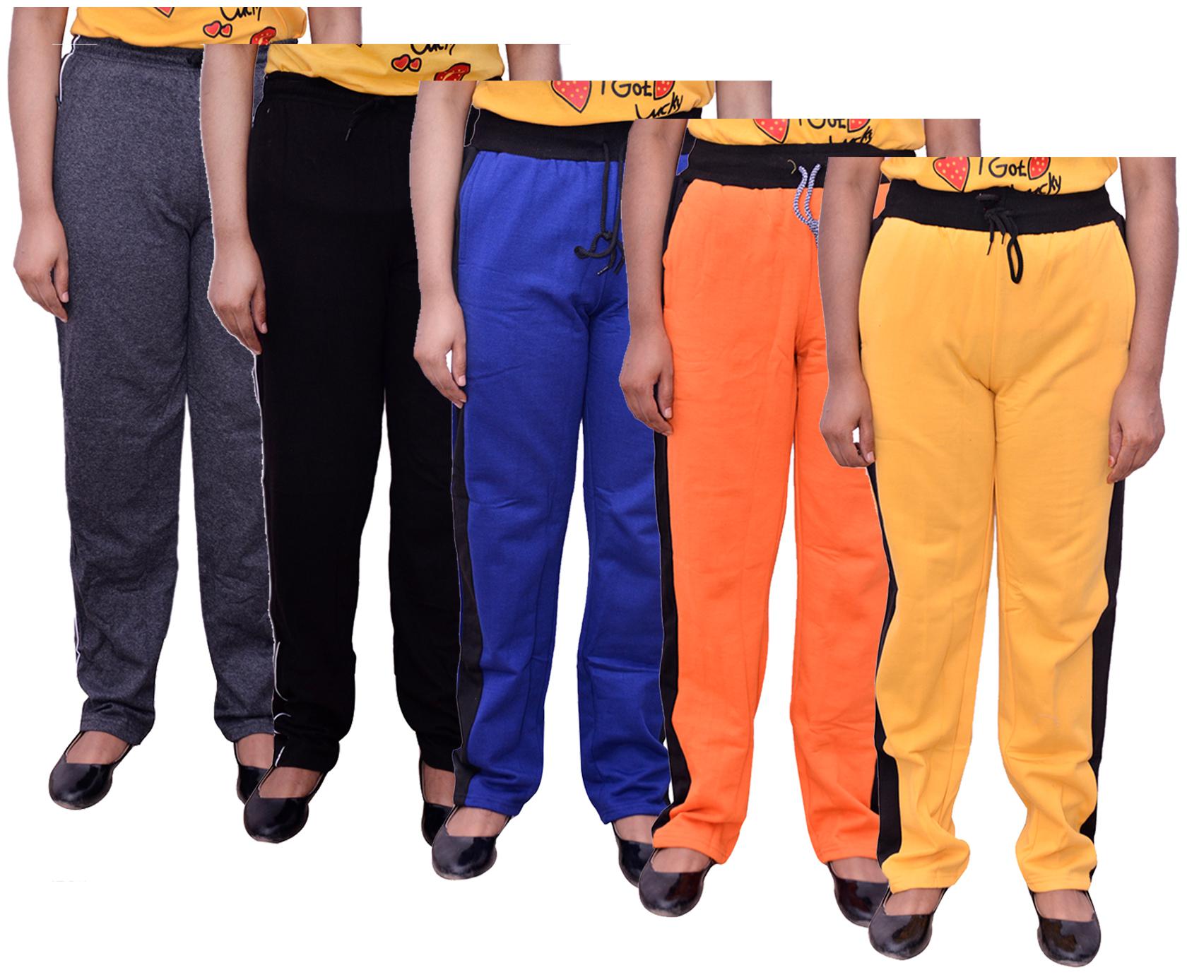 

Indiweaves Women Regular fit Cotton Solid Track pants - Multi