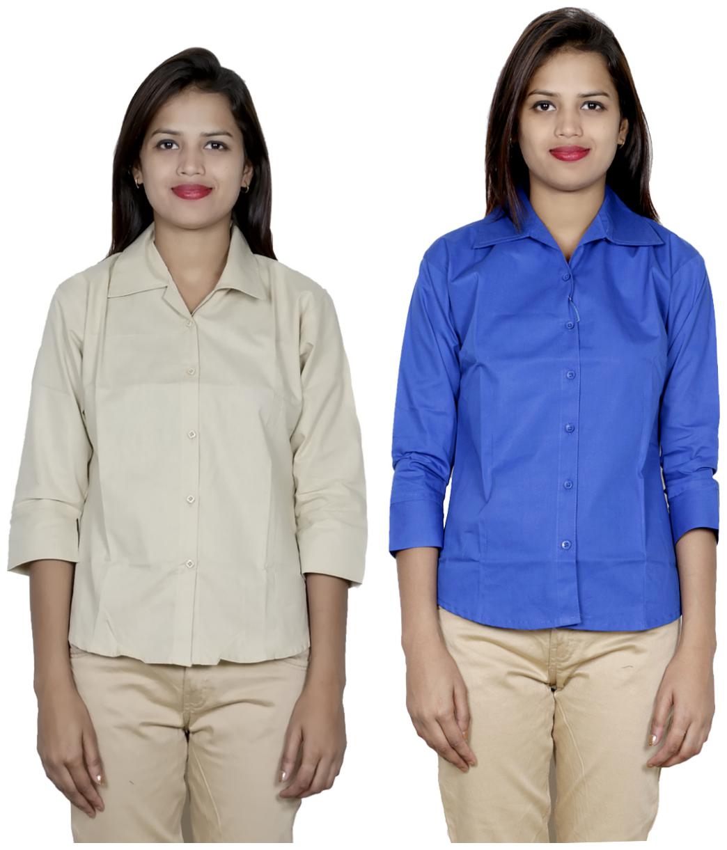 

Indiweaves Women Beige Solid Regular Fit Shirt