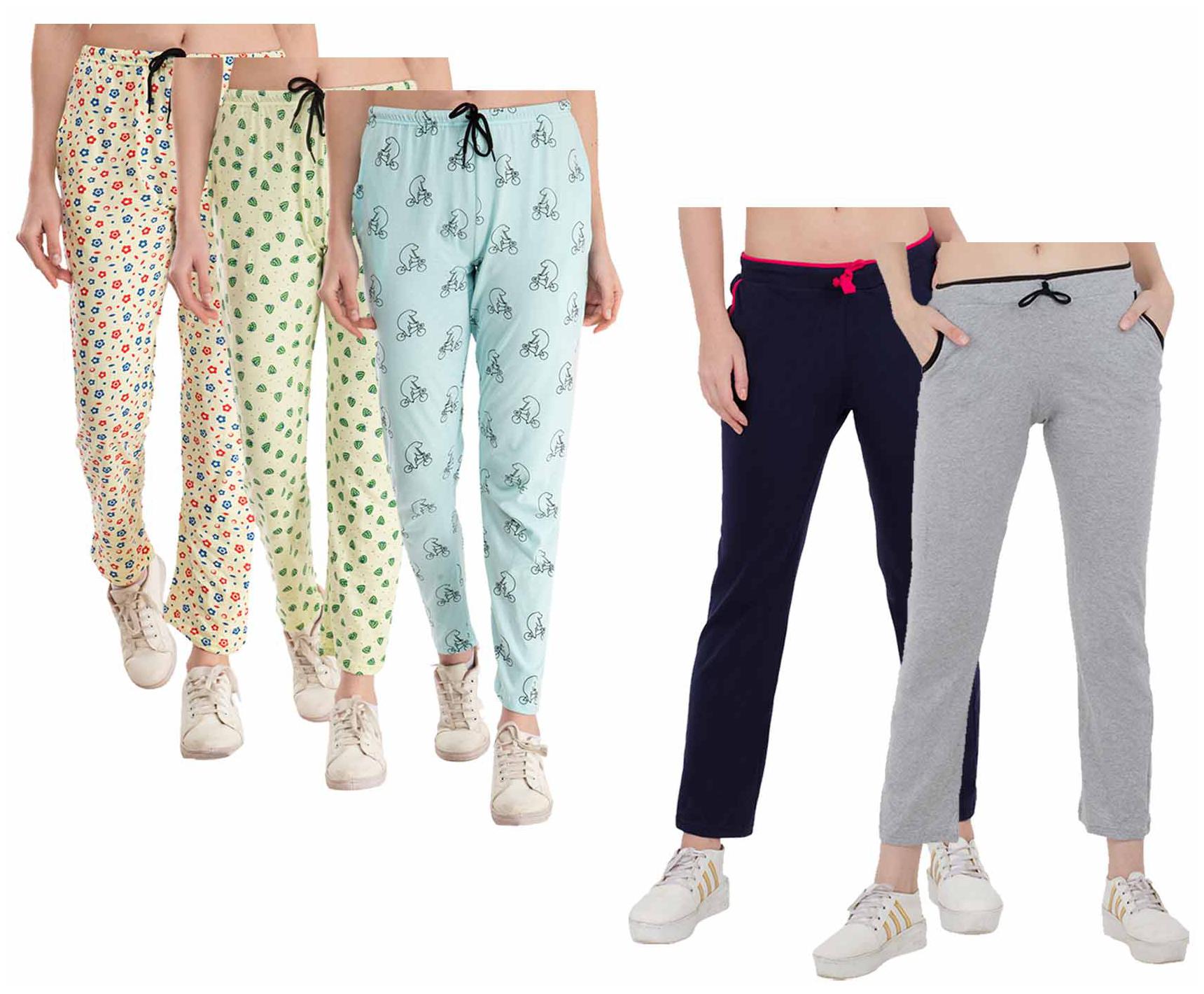 

Indiweaves Women Regular fit Cotton Printed Track pants - Multi