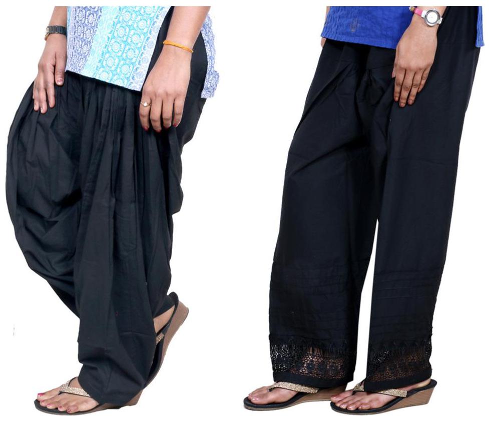 

IndiWeaves Women Cotton Semi-Patiala with Full Patiala Salwar Set of-2