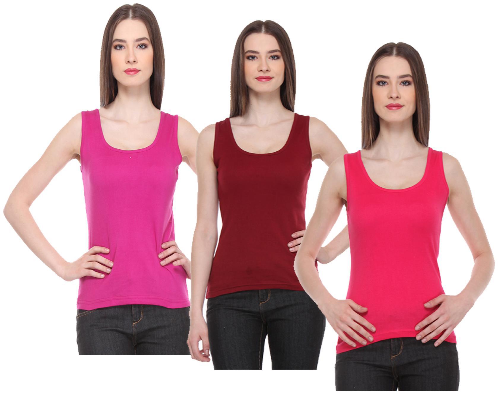 

Indiweaves Women Multi Regular fit U neck Cotton Tank top