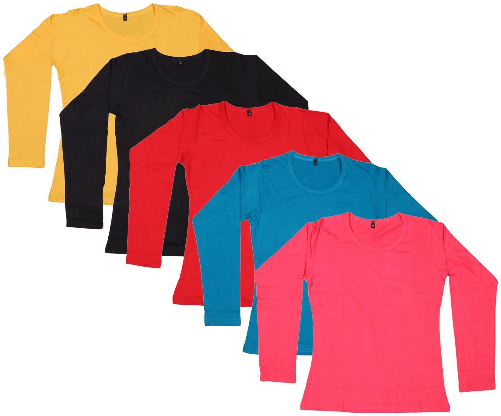 

Indiweaves Women Multi Regular fit Round neck Cotton T shirt