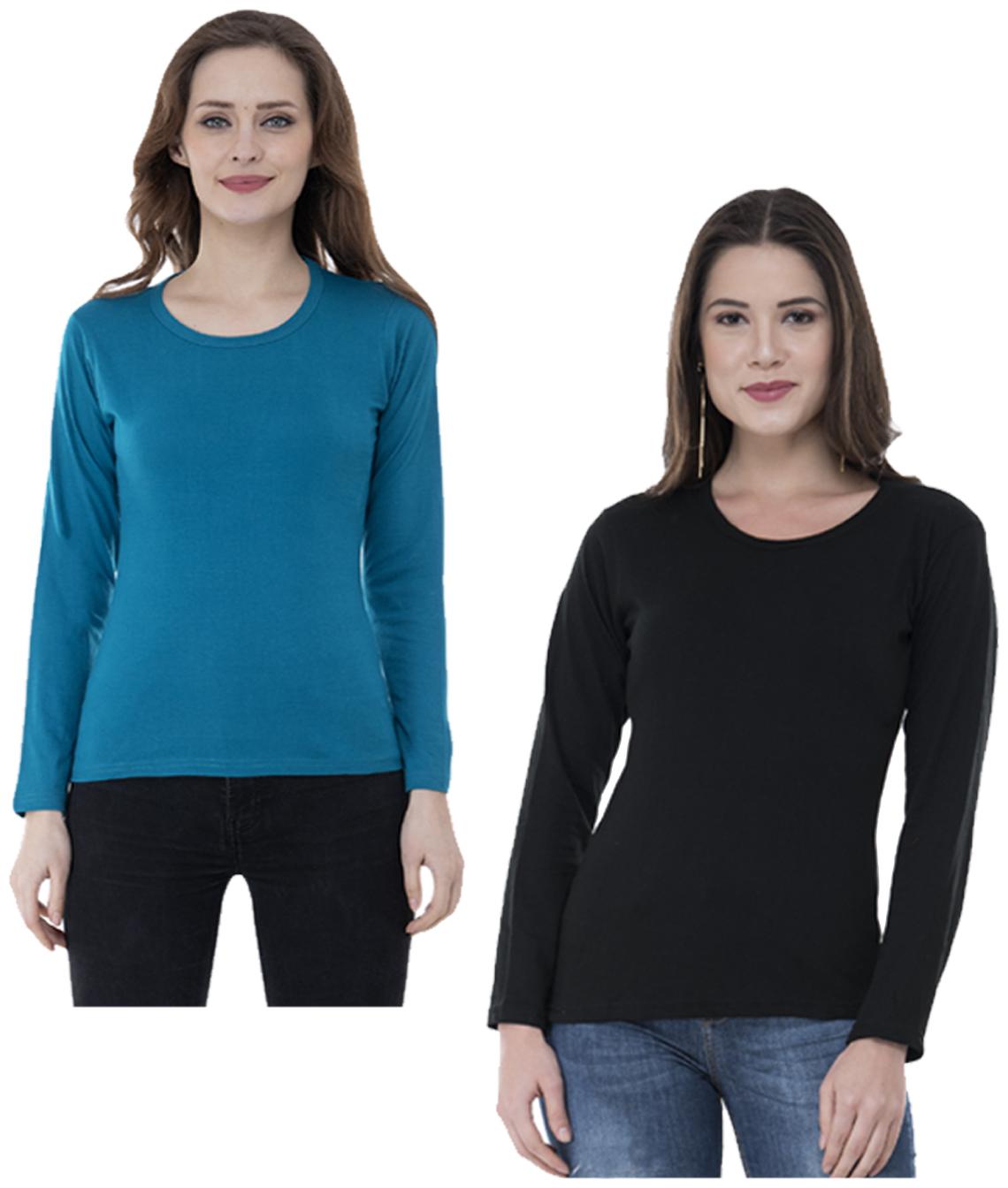 

Indiweaves Women Multi Regular fit Round neck Cotton T shirt