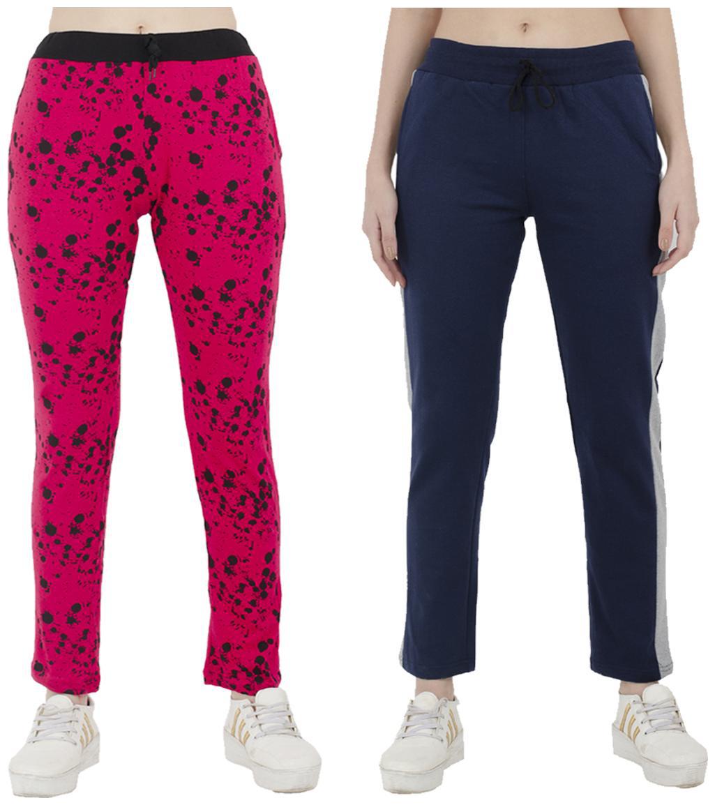 

Indiweaves Women Regular fit Polyester Printed Track pants - Blue