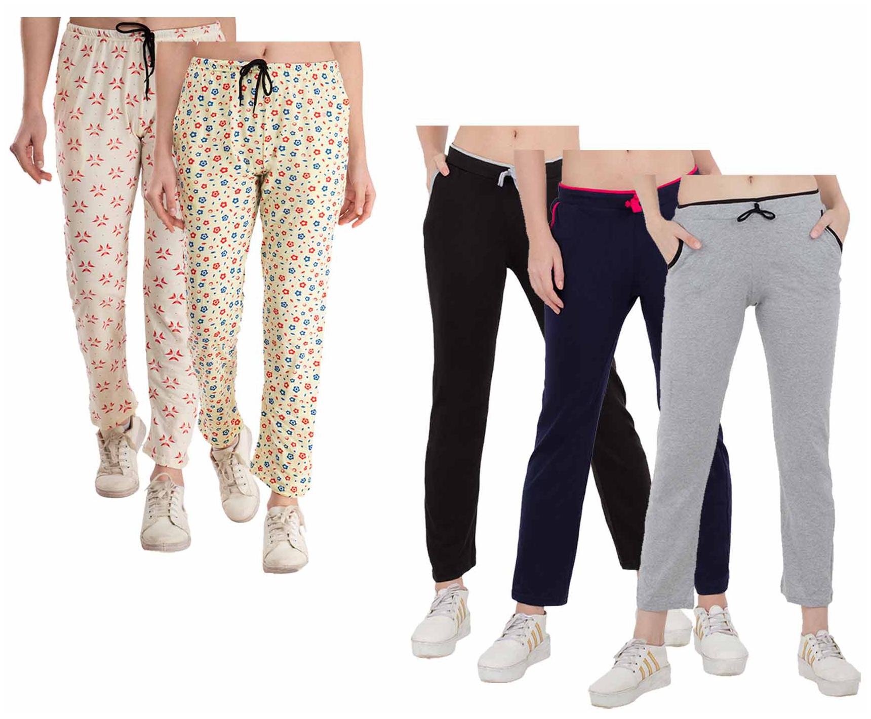 

Indiweaves Women Regular fit Cotton Printed Track pants - Multi