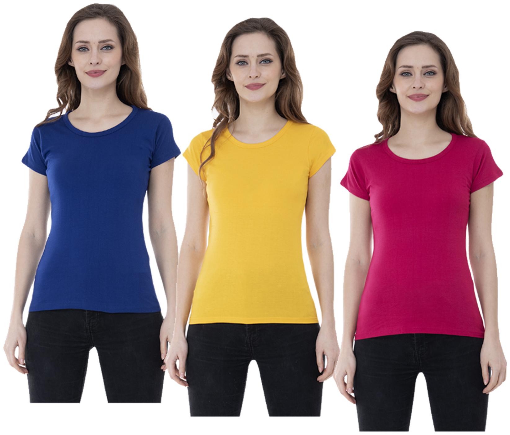 

Indiweaves Women Multi Regular fit Round neck Cotton T shirt