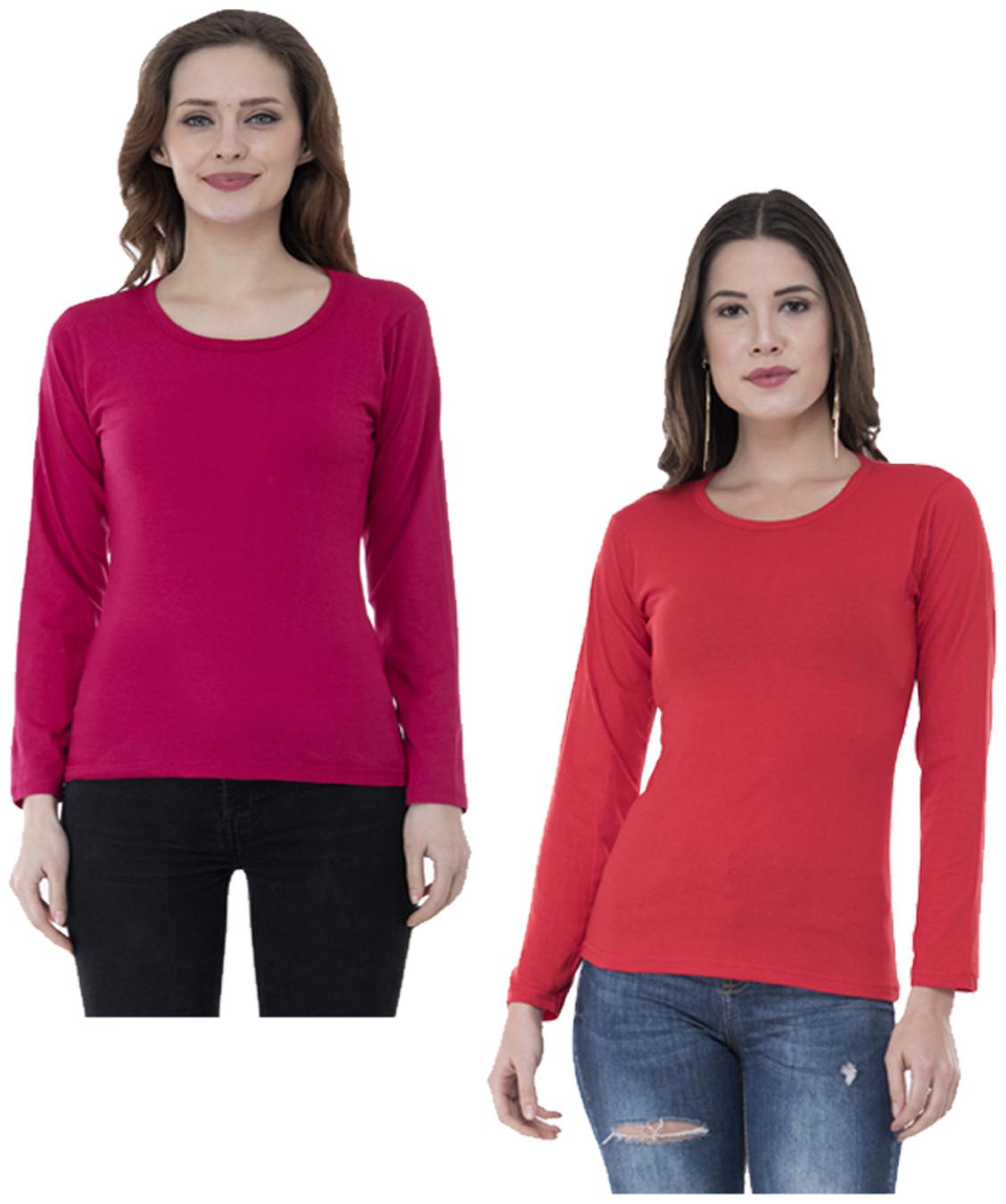 

Indiweaves Women Multi Regular fit Round neck Cotton T shirt