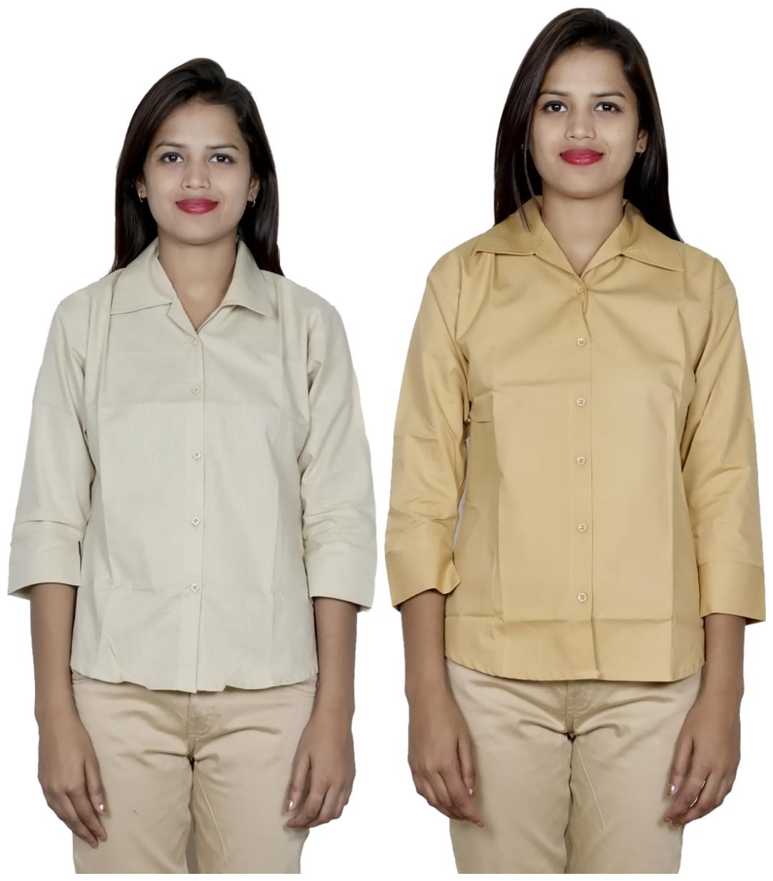

Indiweaves Women Beige Solid Regular Fit Shirt