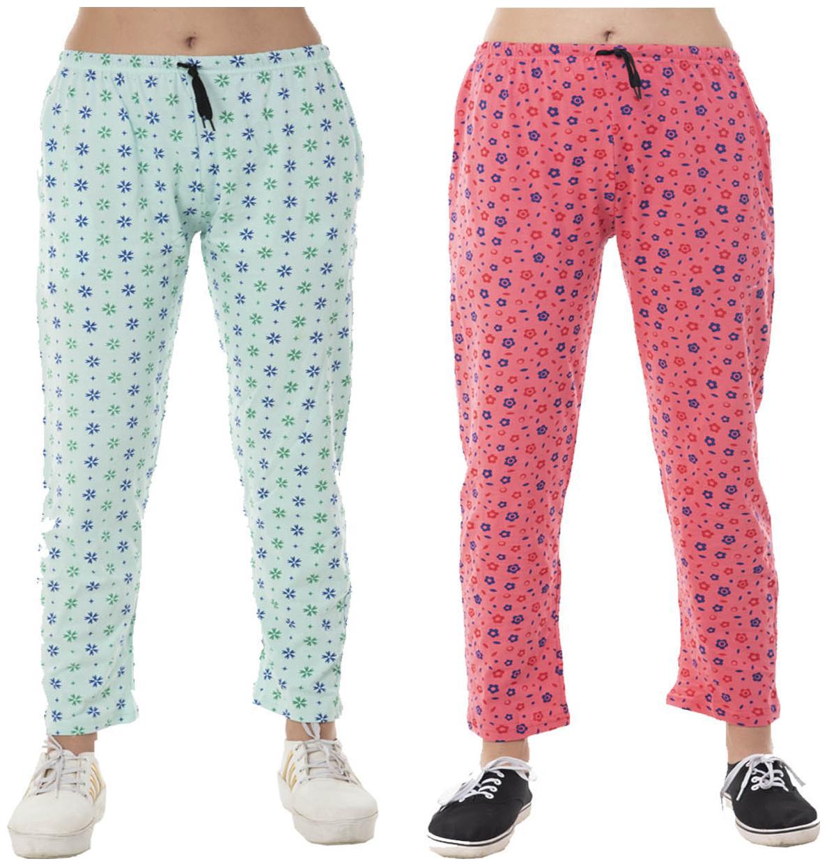 

Indiweaves Women Regular fit Cotton Printed Track pants - Red