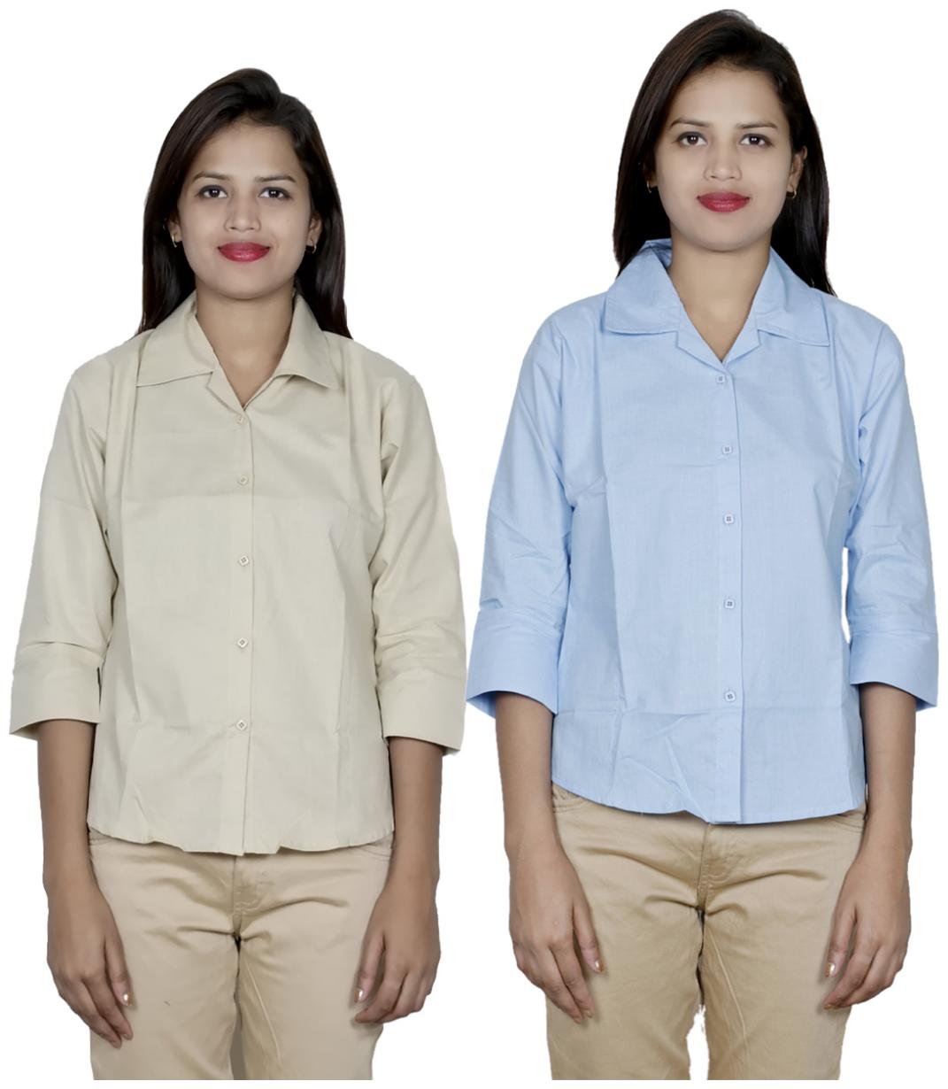 

Indiweaves Women Beige Solid Regular Fit Shirt