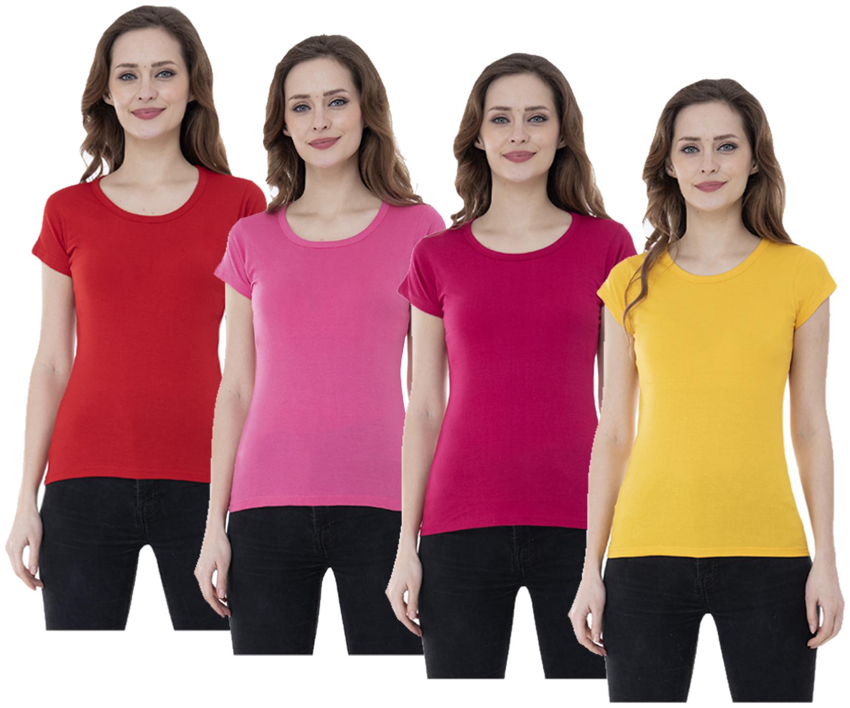 

Indiweaves Women Multi Regular fit Round neck Cotton T shirt