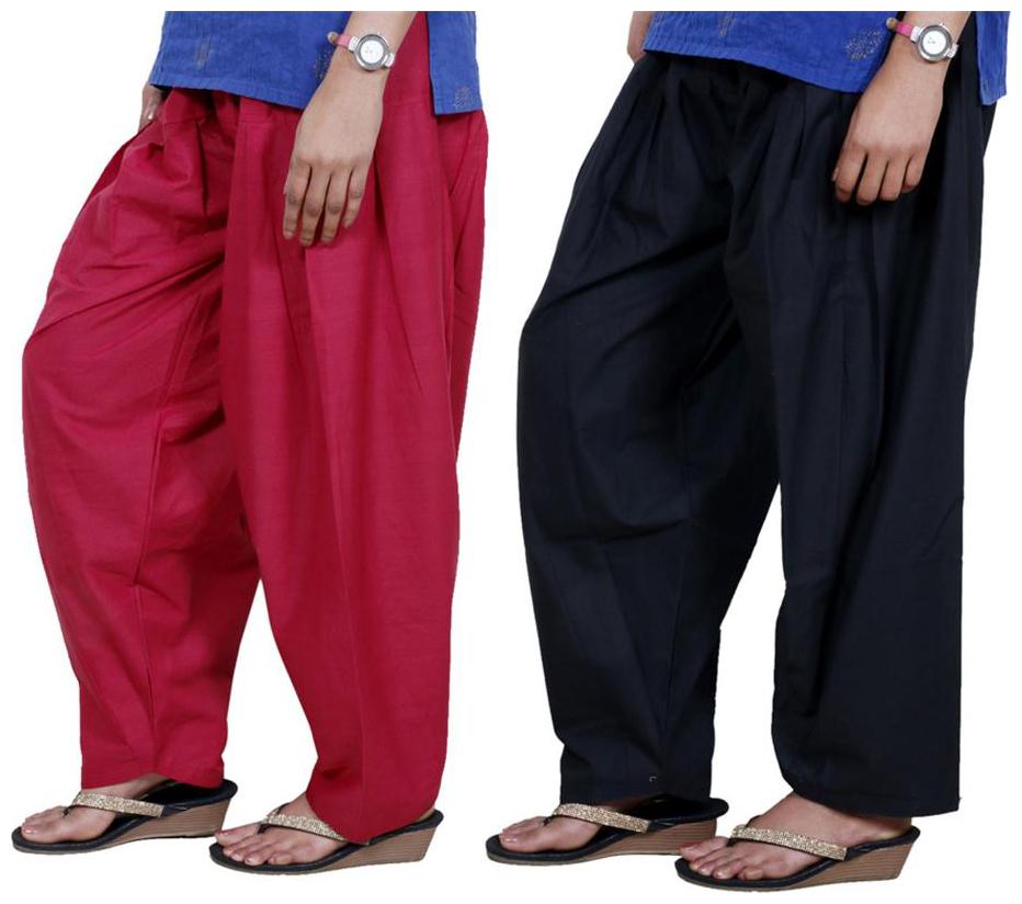 

IndiWeaves Women Cotton Semi-Patiala Salwar Set of -2