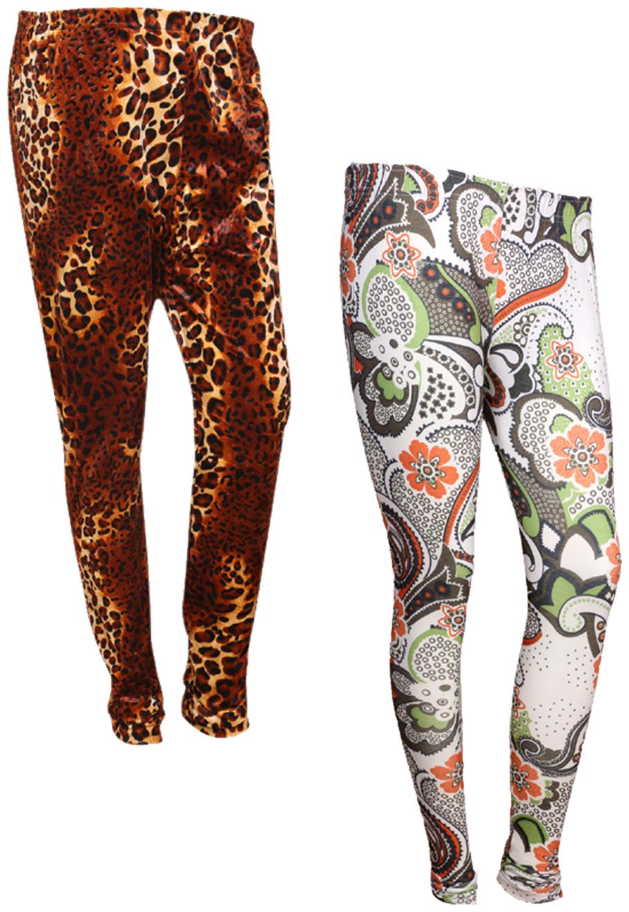 

IndiWeaves Women Cotton Printed Legging and Velvet Printed Leggings (Pack of 2)
