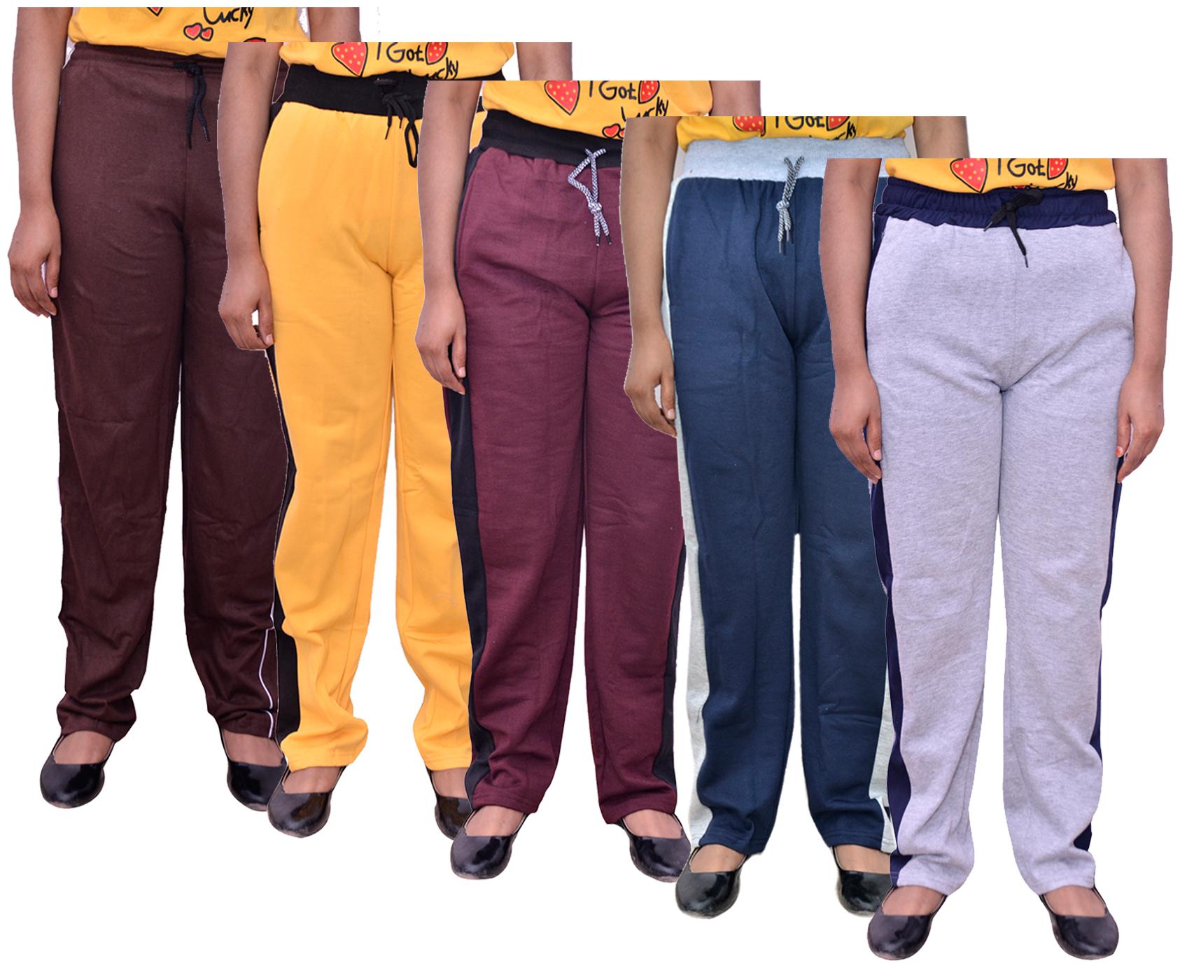 

Indiweaves Women Regular fit Cotton Solid Track pants - Multi