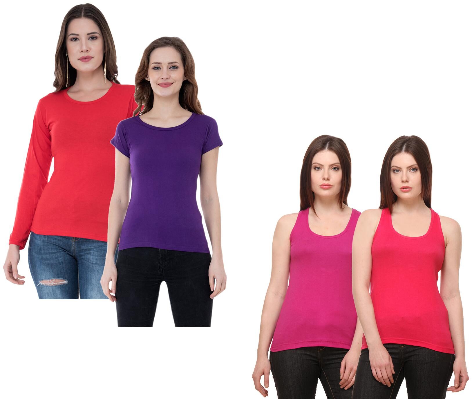 

Indiweaves Women Multi Regular fit Round neck Cotton Tank top