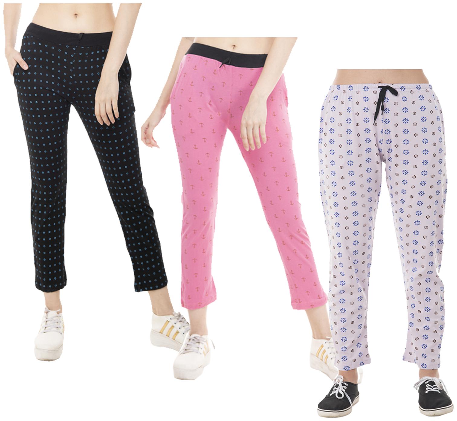 

Indiweaves Women Regular fit Cotton Printed Track pants - Multi