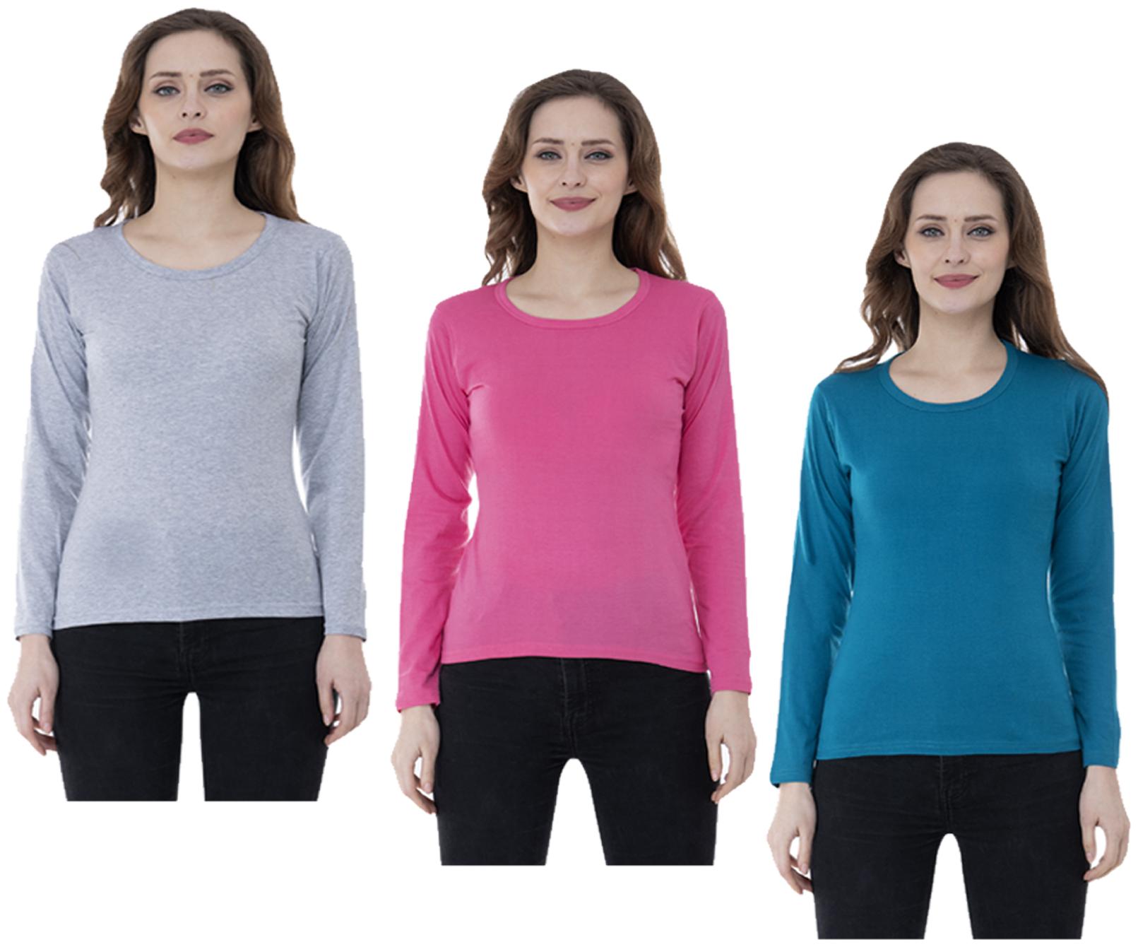 

Indiweaves Women Multi Regular fit Round neck Cotton T shirt