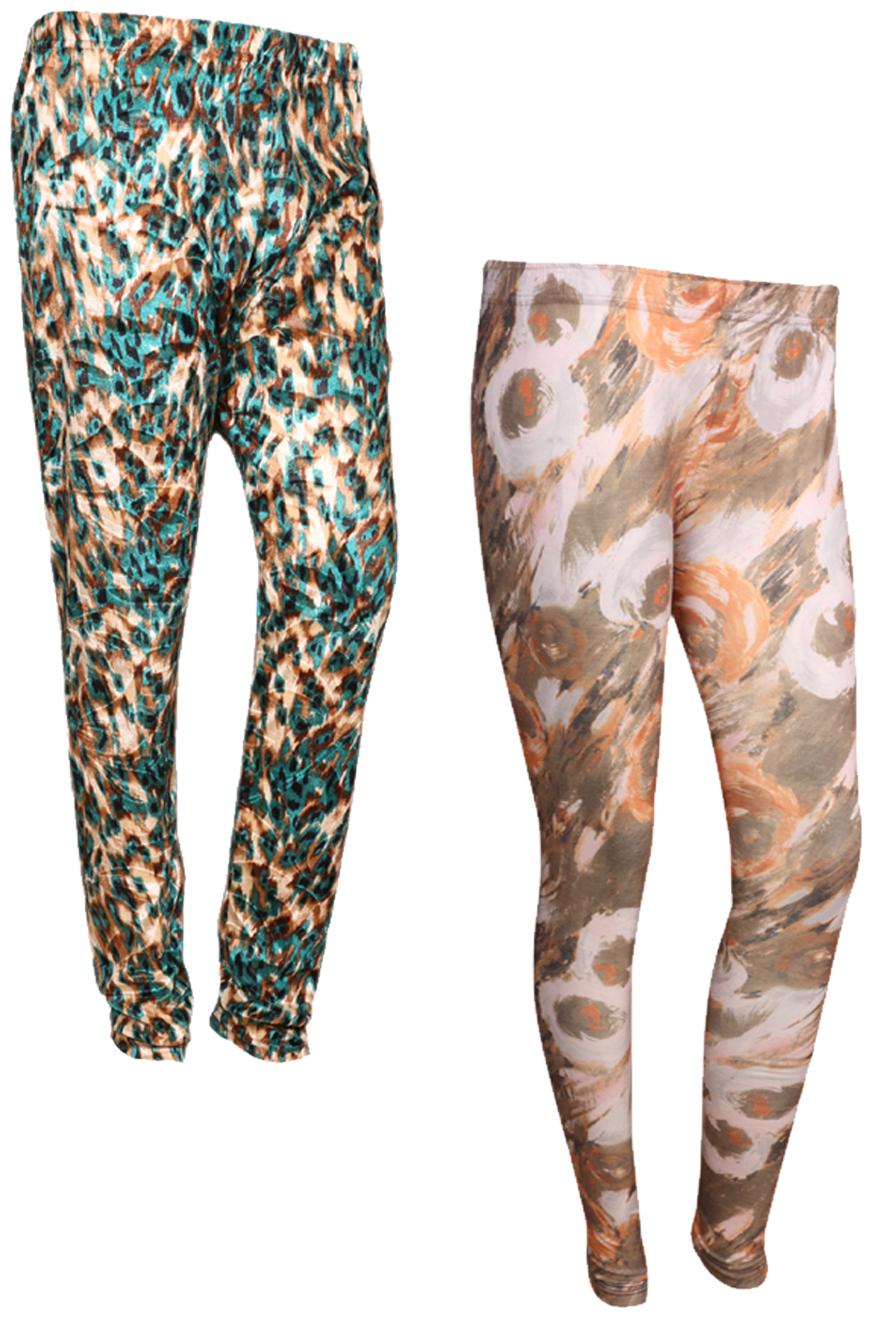 

IndiWeaves Women Cotton Printed Legging and Velvet Printed Leggings (Pack of 2)
