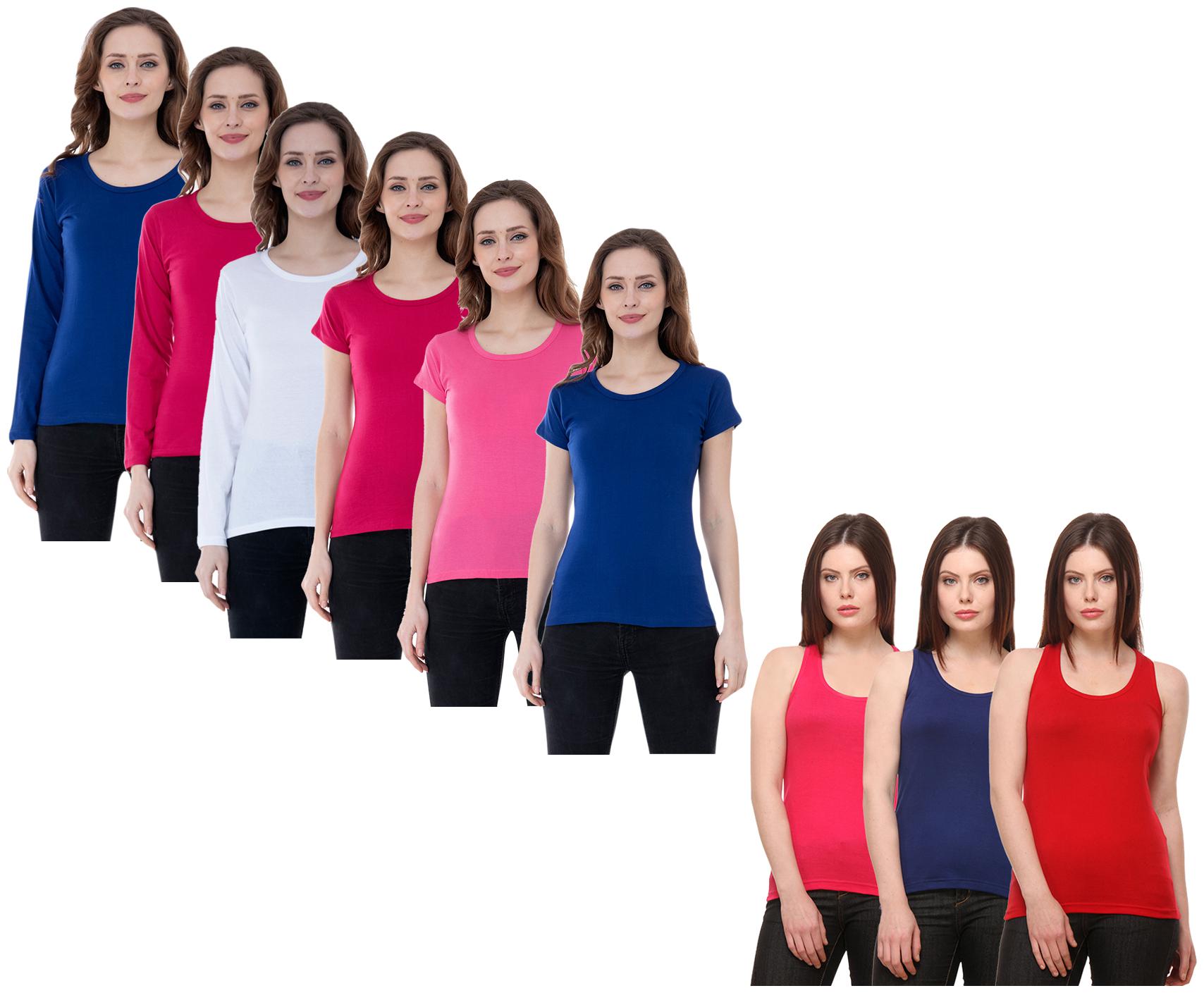 

Indiweaves Women Multi Regular fit Round neck Cotton Tank top