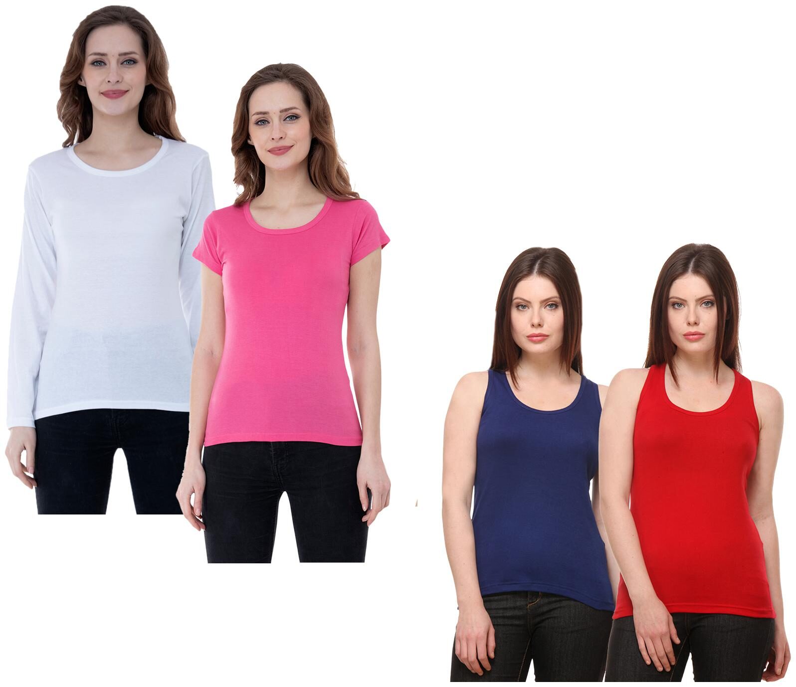 

Indiweaves Women Multi Regular fit Round neck Cotton Tank top