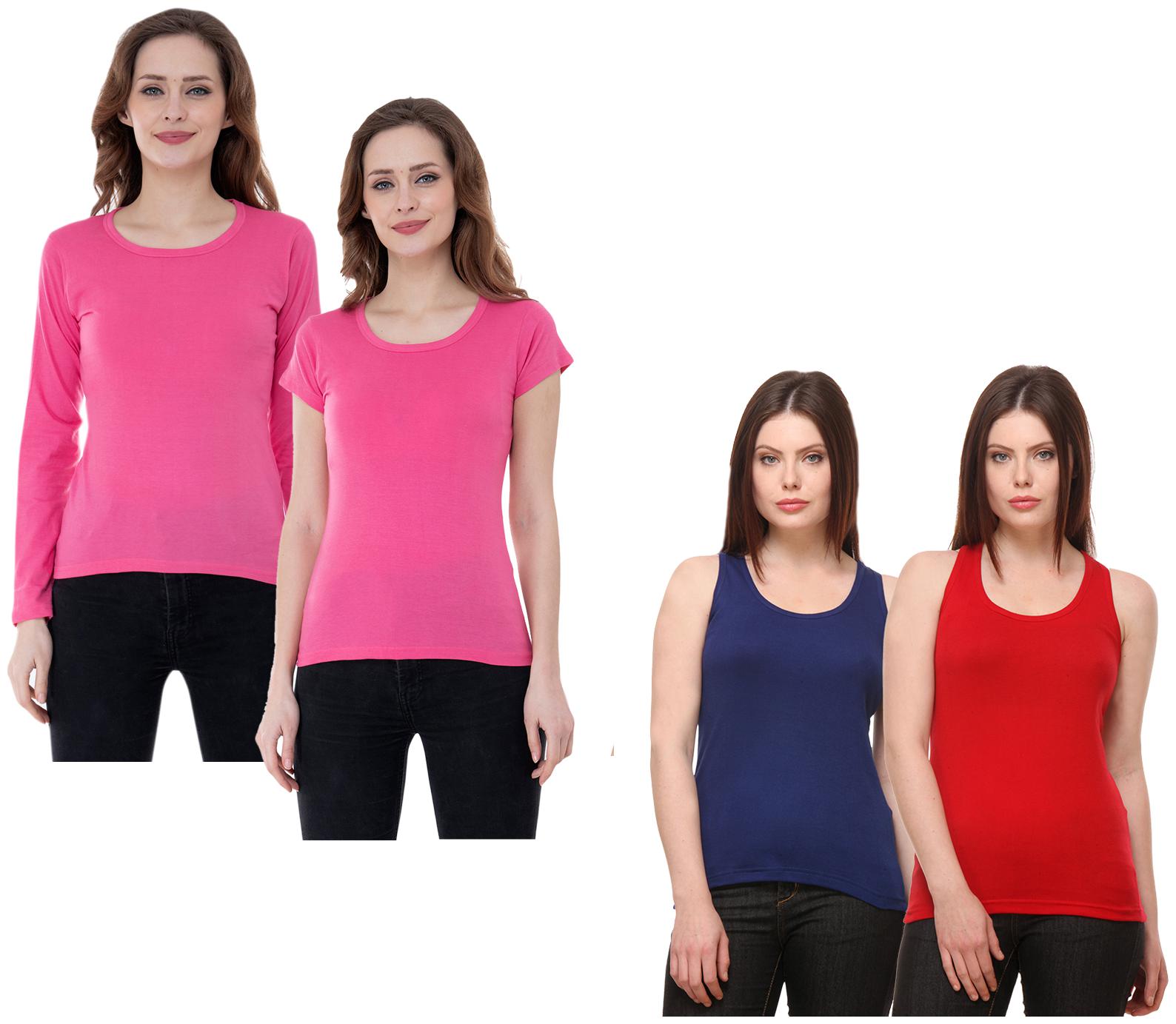 

Indiweaves Women Multi Regular fit Round neck Cotton Tank top