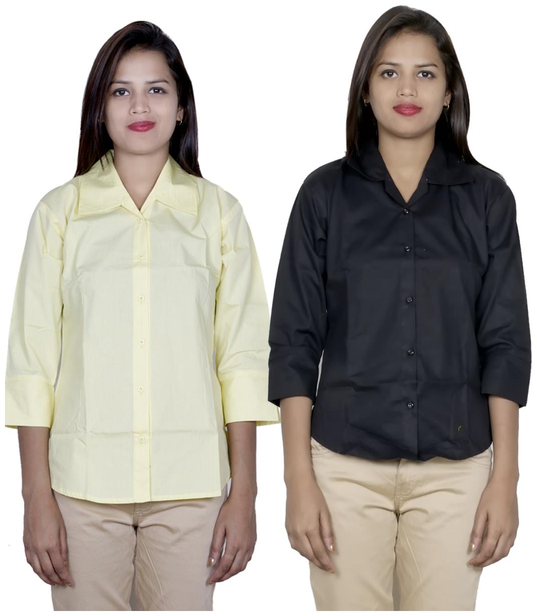 

Indiweaves Women Yellow Solid Regular Fit Shirt