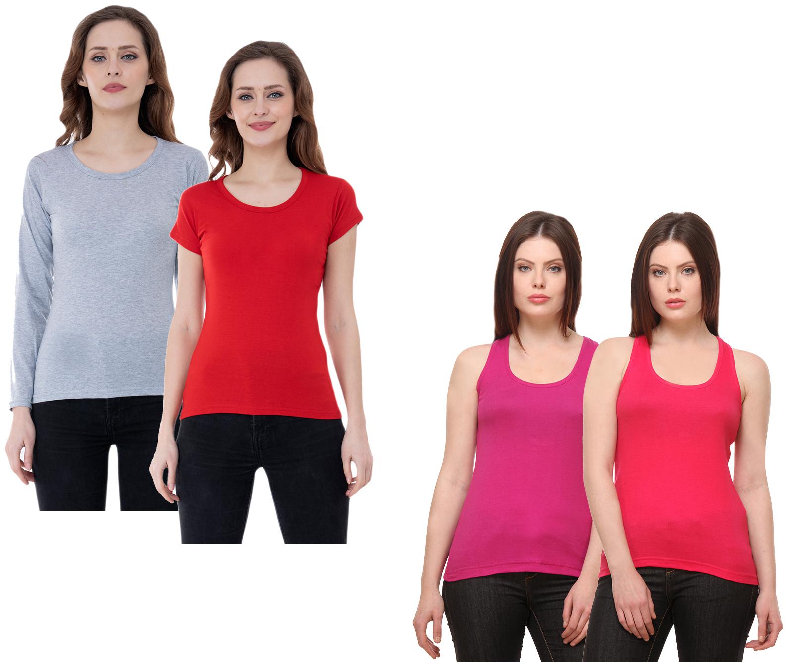 

Indiweaves Women Multi Regular fit Round neck Cotton Tank top