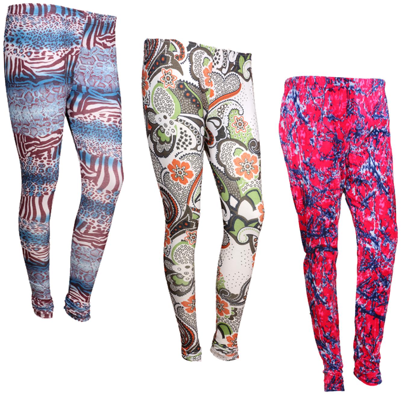

IndiWeaves Women Cotton Printed Legging and Velvet Printed Leggings (Pack of 3)