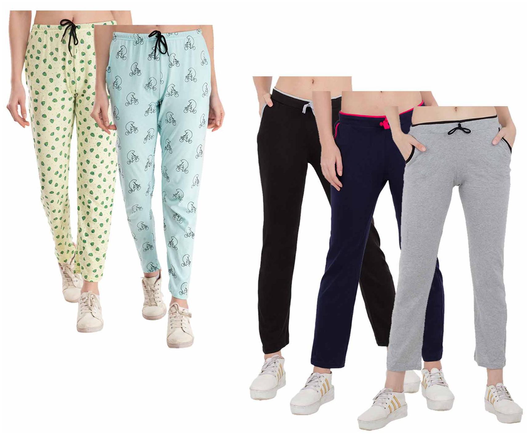

Indiweaves Women Regular fit Cotton Printed Track pants - Multi