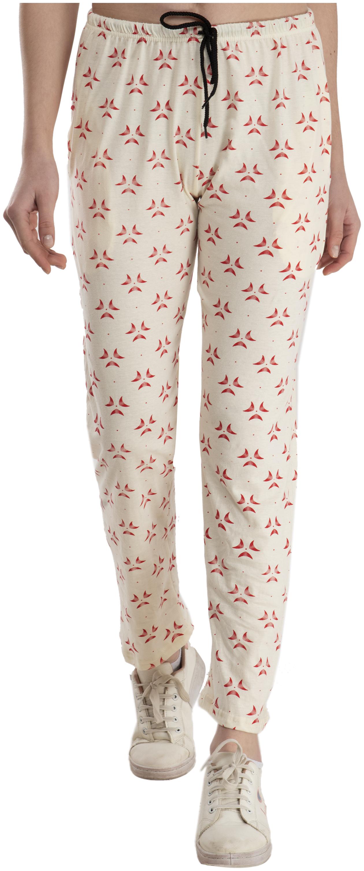 

Indiweaves Women Regular fit Cotton Printed Track pants - White