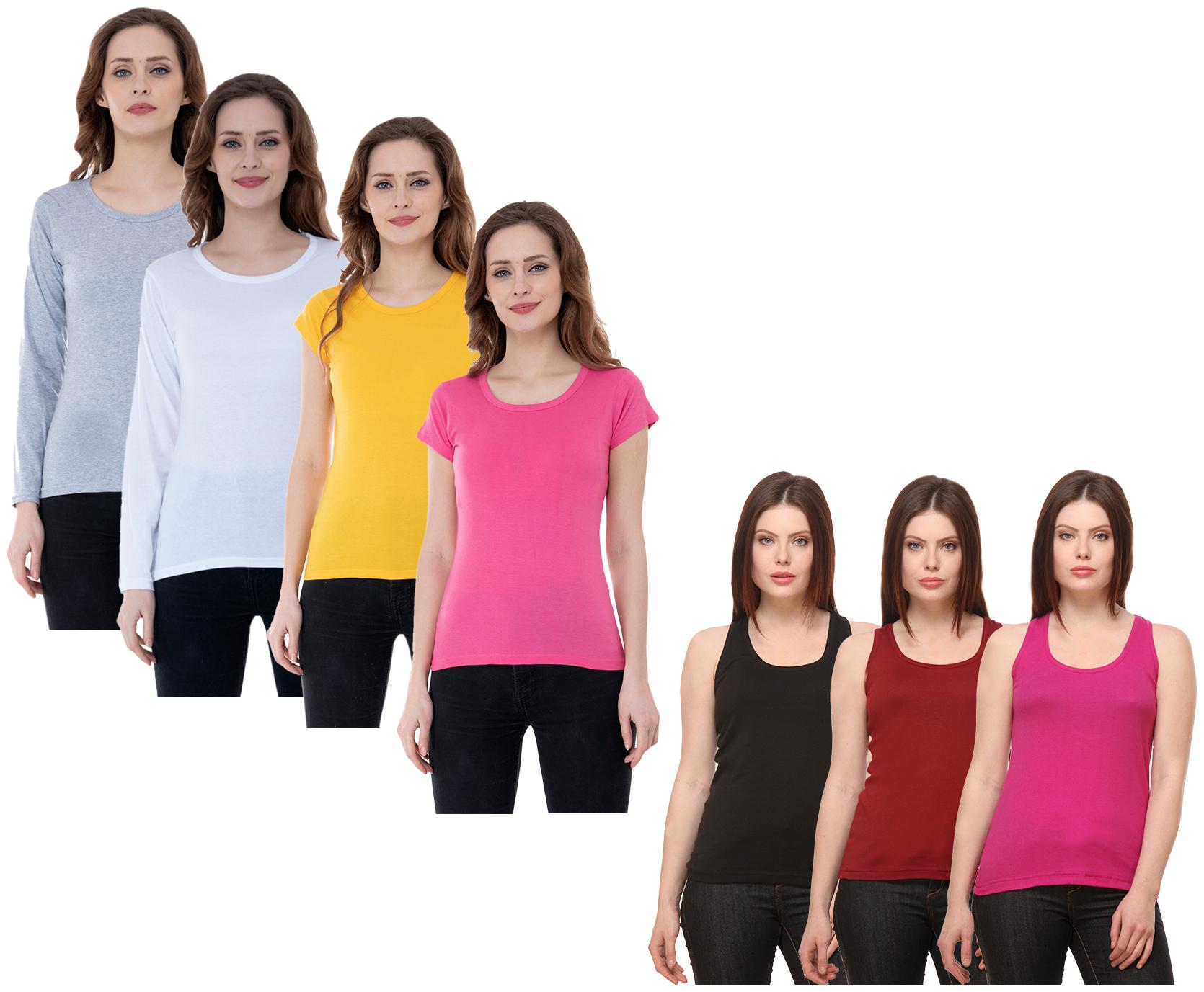 

Indiweaves Women Multi Regular fit Round neck Cotton Tank top