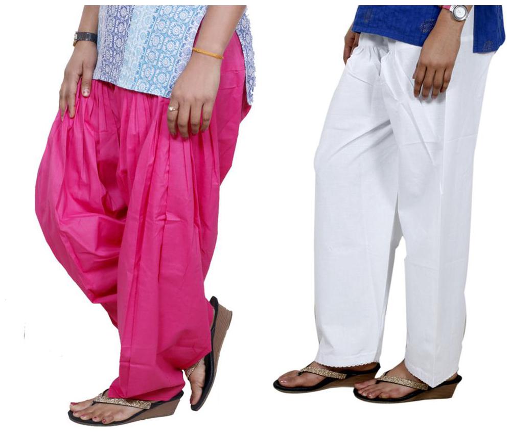 

IndiWeaves Women Cotton Semi-Patiala Salwar Set of -2