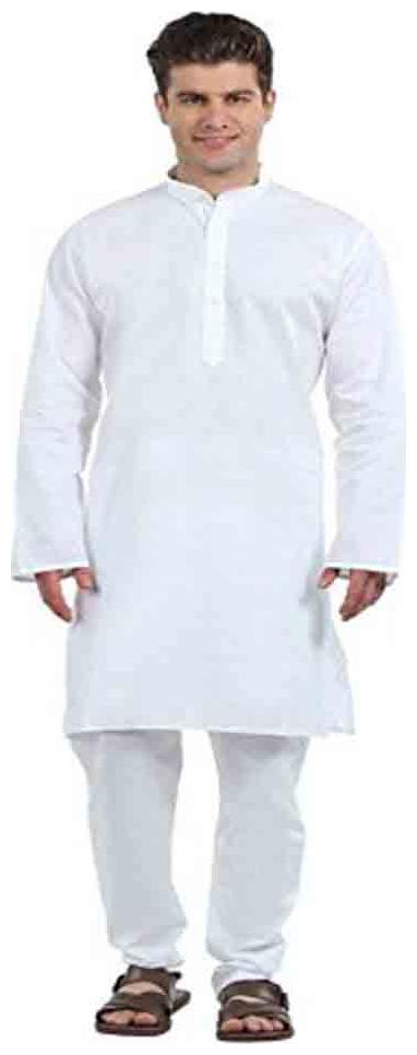 

Indo White Plain Kurta Pyjama set