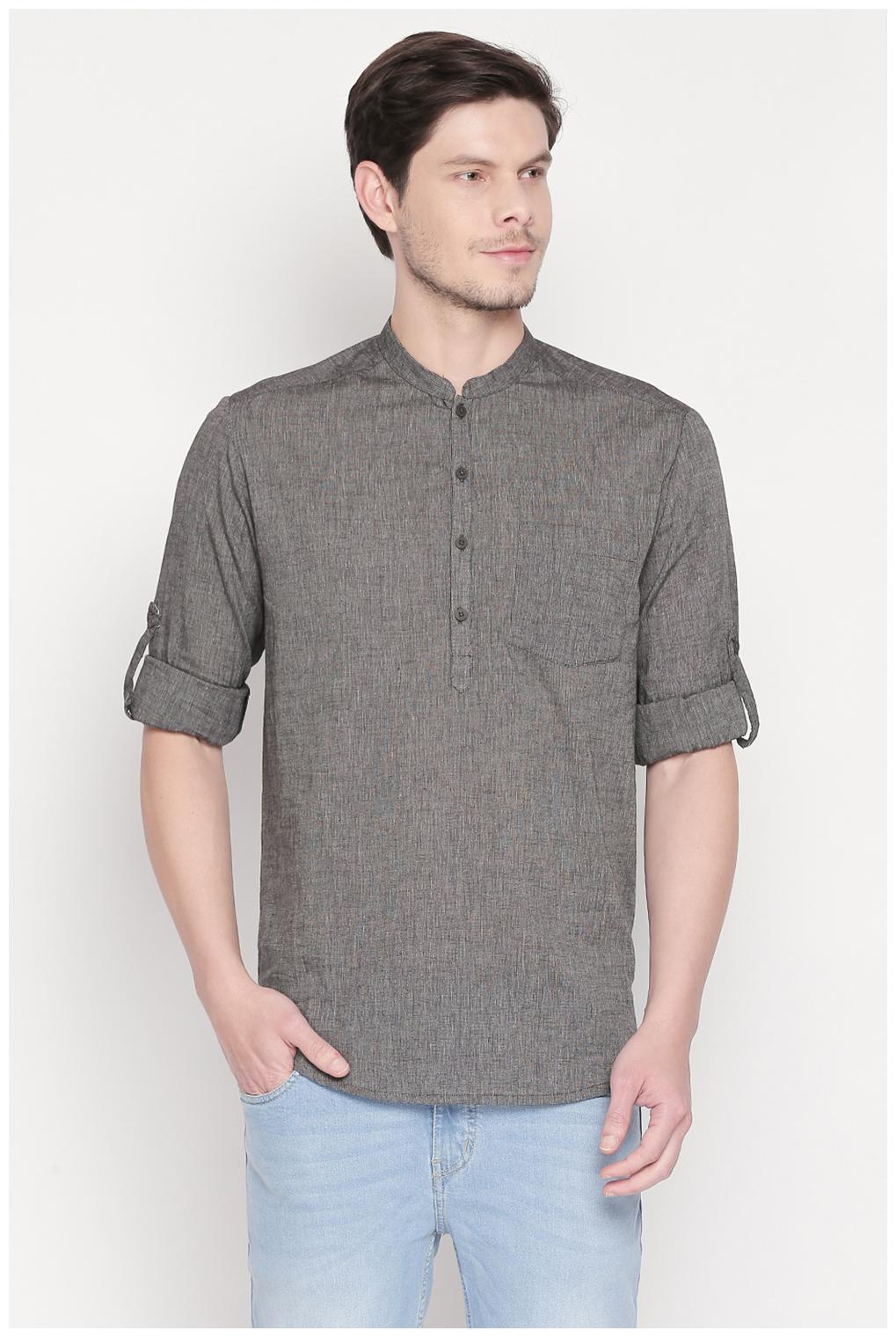 

Indus Route by Pantaloons Men Grey Regular Fit Kurta