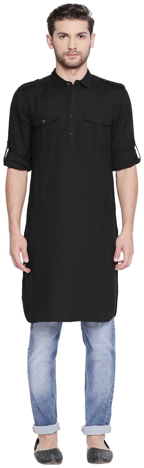 

Indus Route by Pantaloons Men Black Regular Fit Kurta