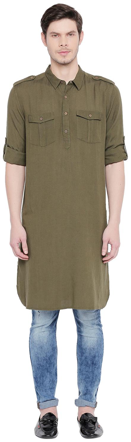 

Indus Route by Pantaloons Men Green Regular Fit Kurta