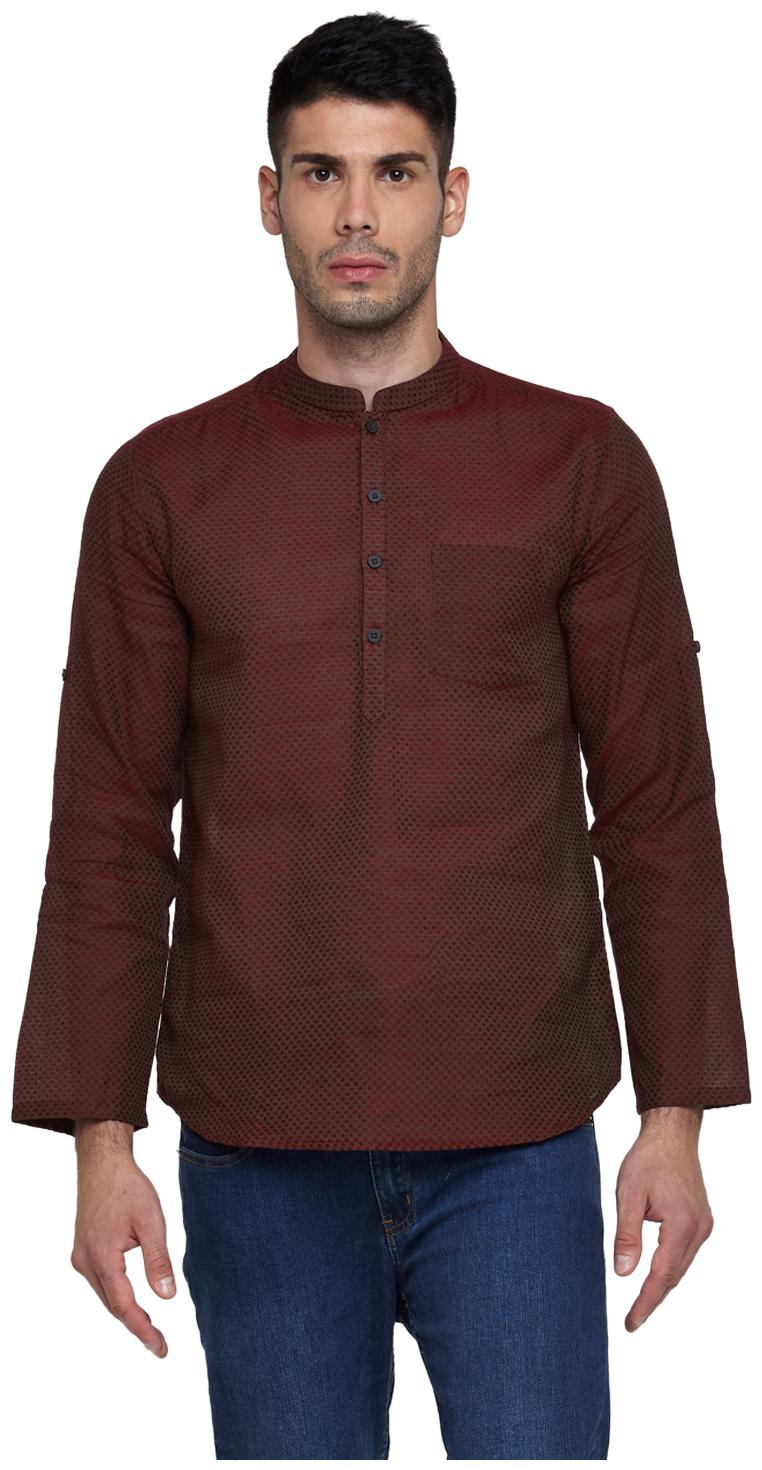 

Indus Route by Pantaloons Men Maroon Regular Fit Kurta