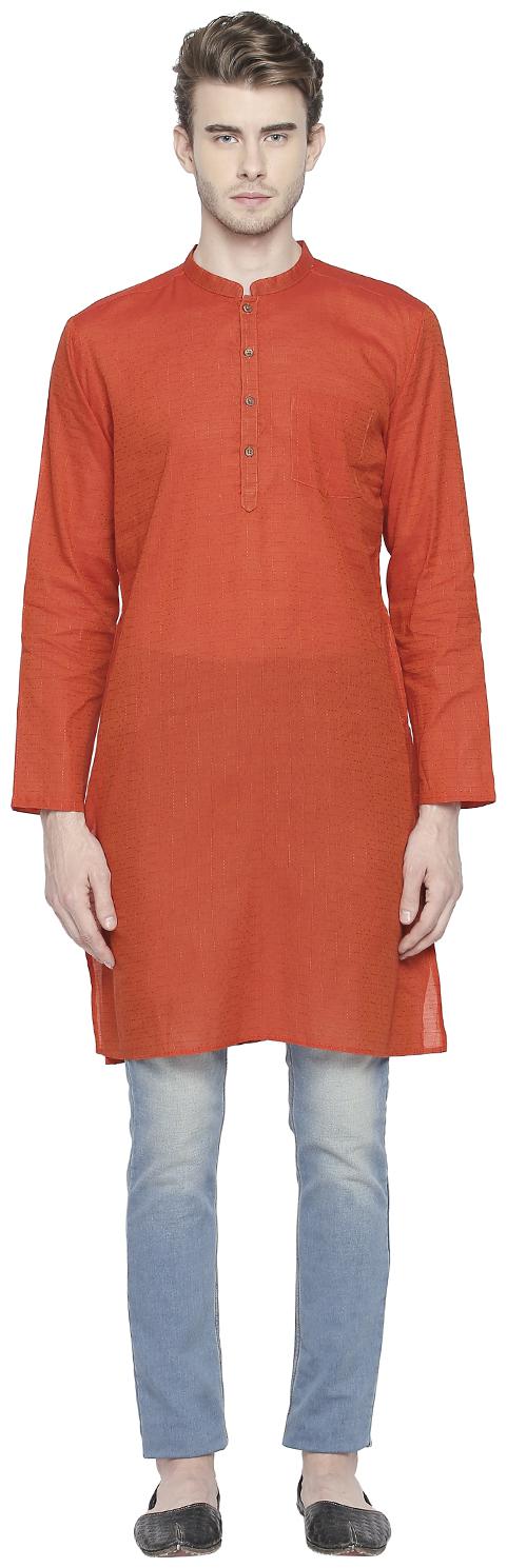 

Indus Route by Pantaloons Men Orange Regular Fit Kurta