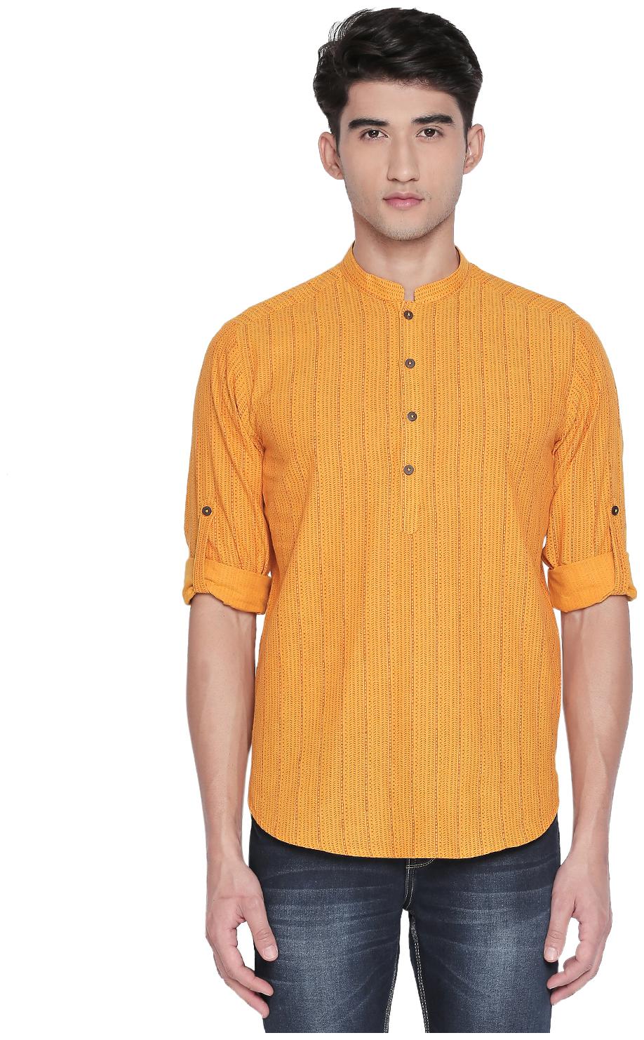 

Indus Route by Pantaloons Men Yellow Regular Fit Kurta