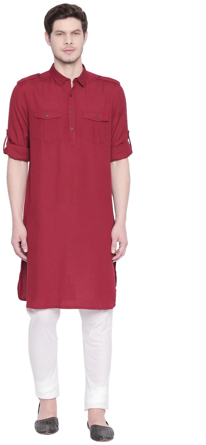 

Indus Route by Pantaloons Men Maroon Regular Fit Kurta