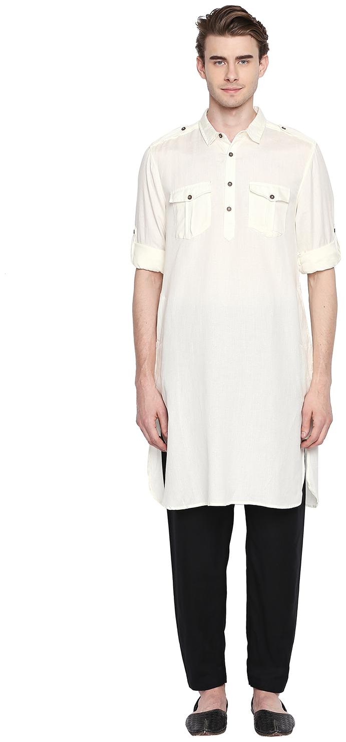 

Indus Route by Pantaloons Men White Regular Fit Kurta