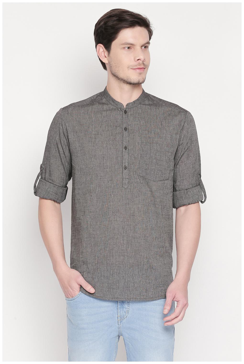 

Indus Route by Pantaloons Men Grey Regular Fit Kurta