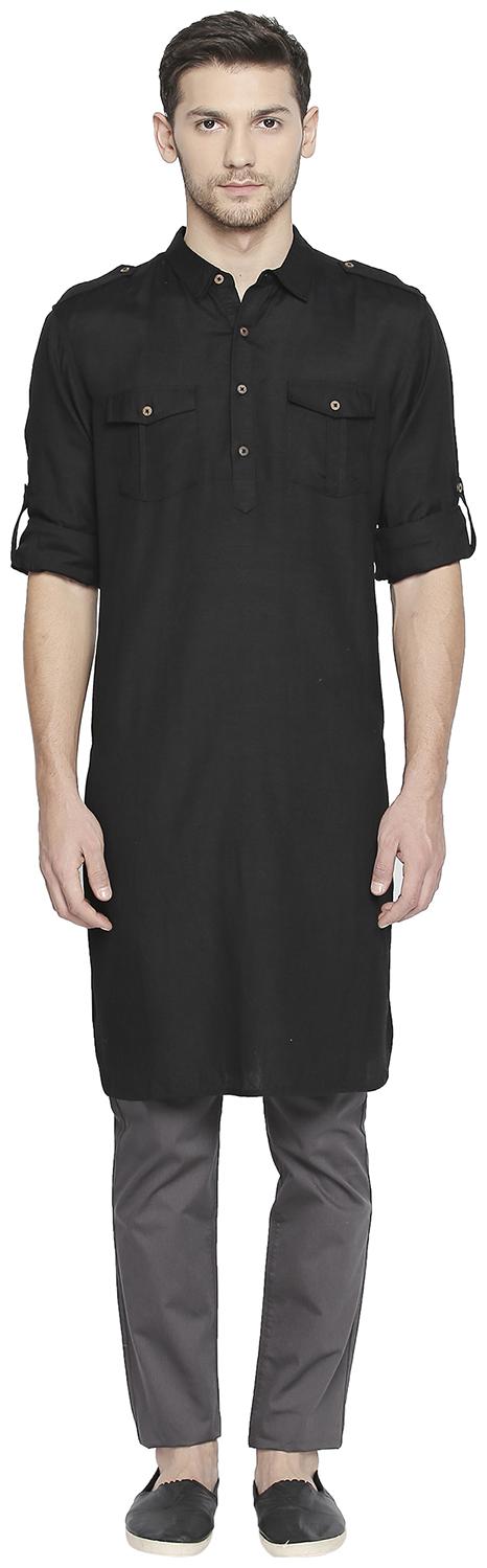

Indus Route by Pantaloons Men Black Regular Fit Kurta