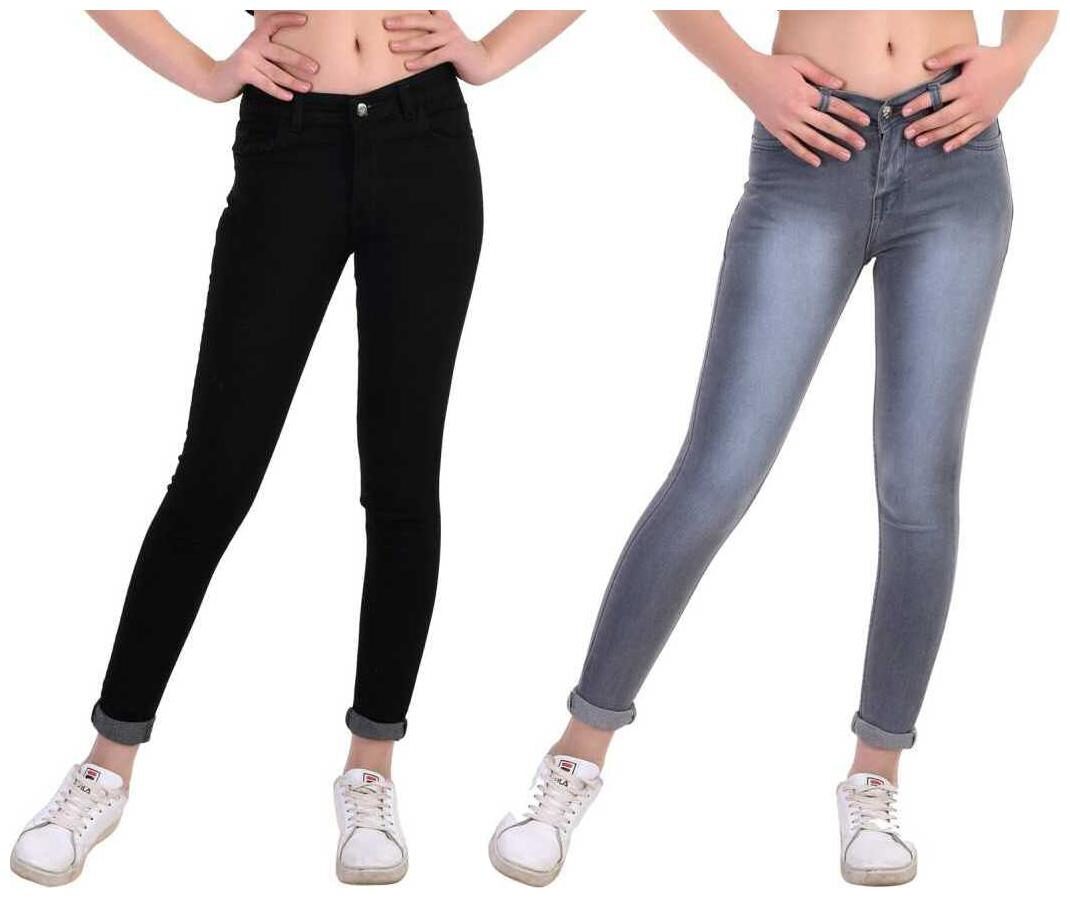 

Inispire2Fashion Women Black Grey Slim fit Jeans